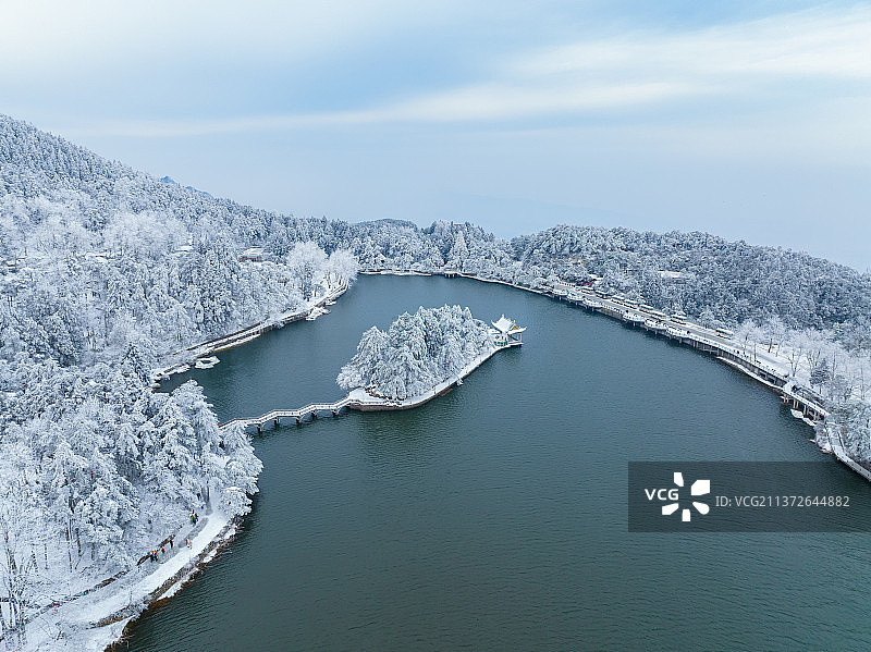江西省九江市庐山5A风景区冬季雪景风光图片素材