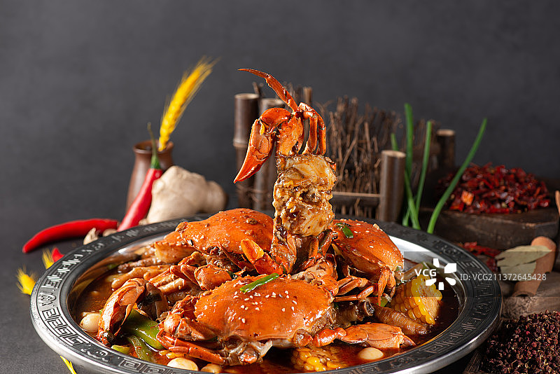 香辣肉蟹煲图片素材