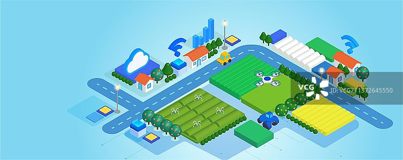 智能化农村插画图片素材