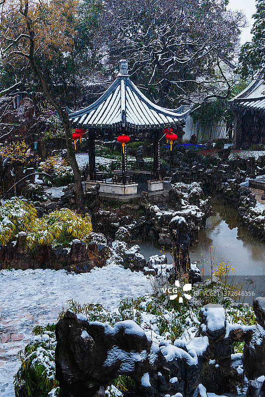 扬州个园雪景图片素材