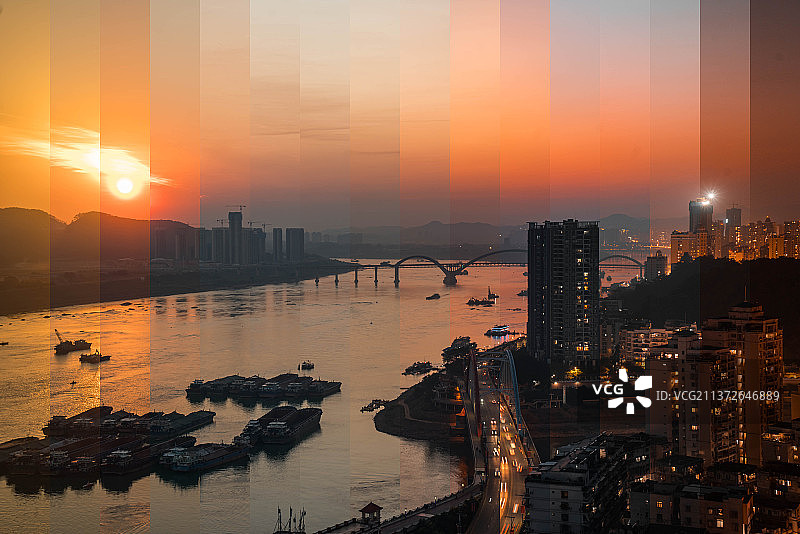 广西梧州市高旺大桥万达广场图片素材