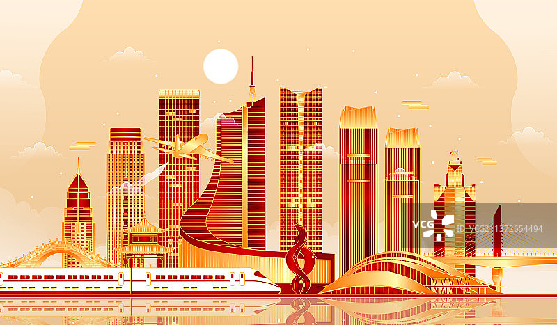 安徽合肥城市建筑矢量插画图片素材