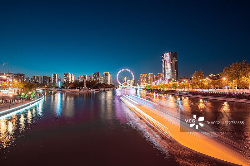 天津现代城市夜景图片素材