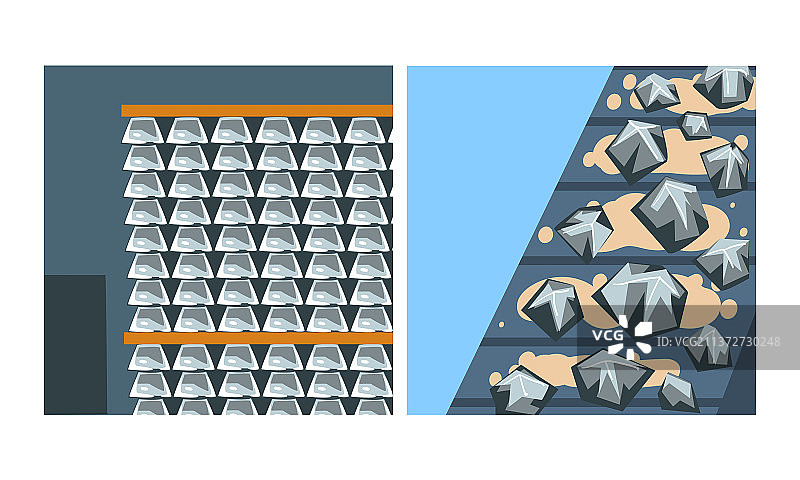 铁矿石采矿场和金属制品图片素材