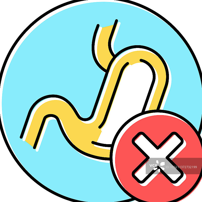 食物消化不良引起的胃部问题彩色图标图片素材