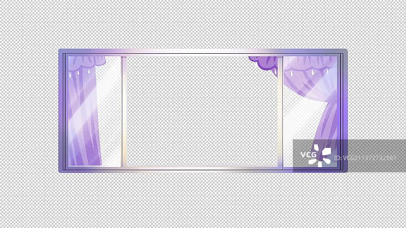 窗户和窗帘，紫色卡通唯美免扣素材图片素材