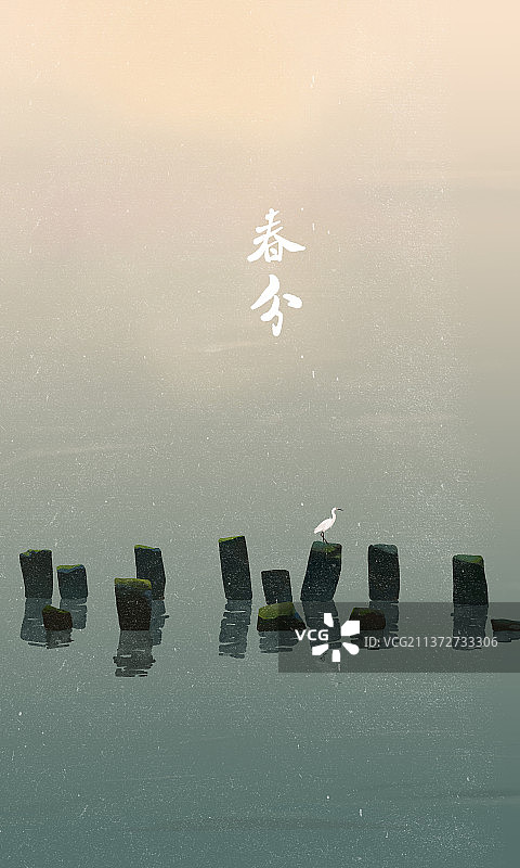 站在柱子上的白鹭图片素材