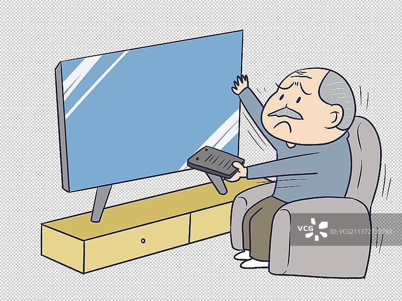 元素：老年人看电视图片素材