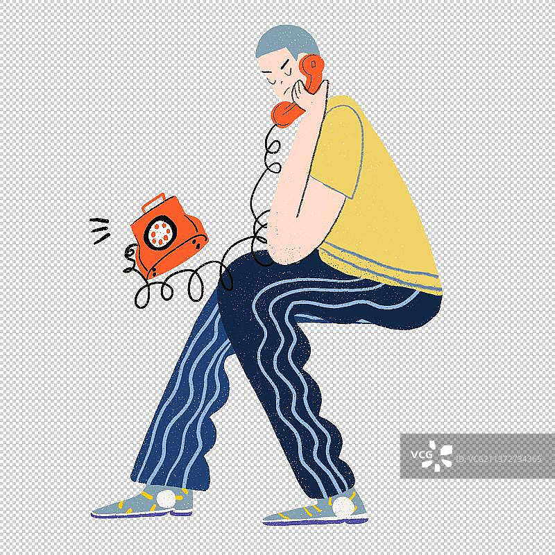 打电话电话打电话的人红色电话通信工具图片素材