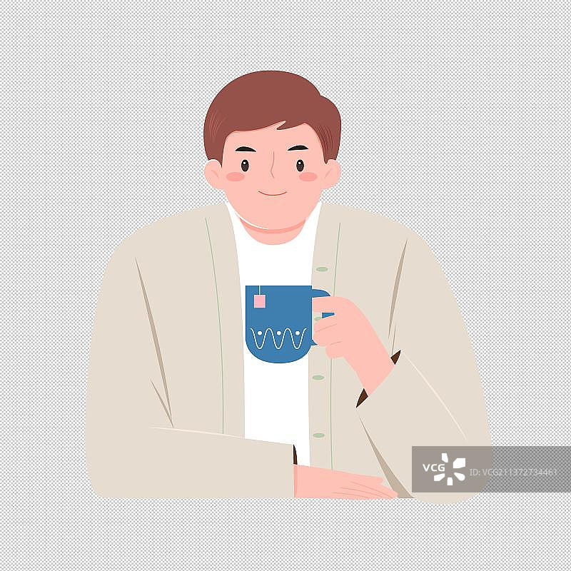 拿着咖啡杯的男人矢量人物插画元素图片素材