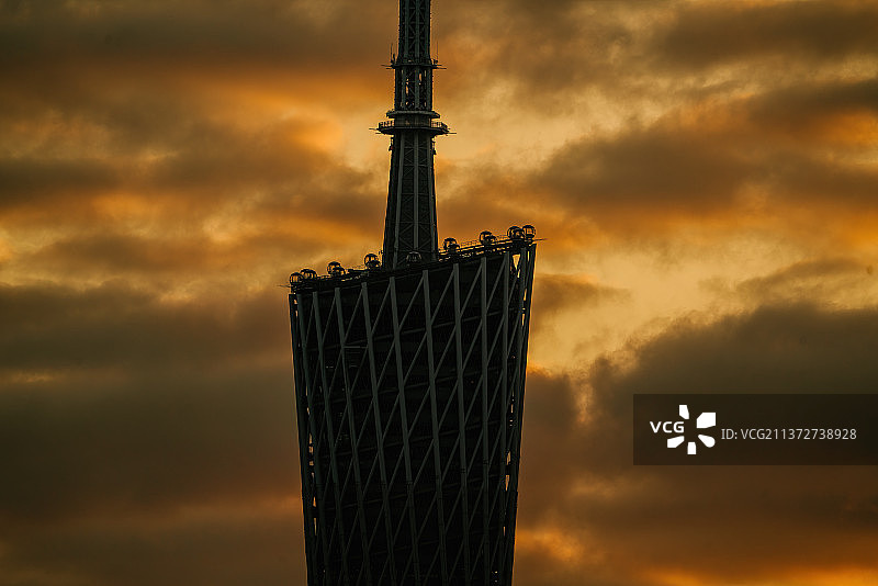 广州塔特写日出日落图片素材
