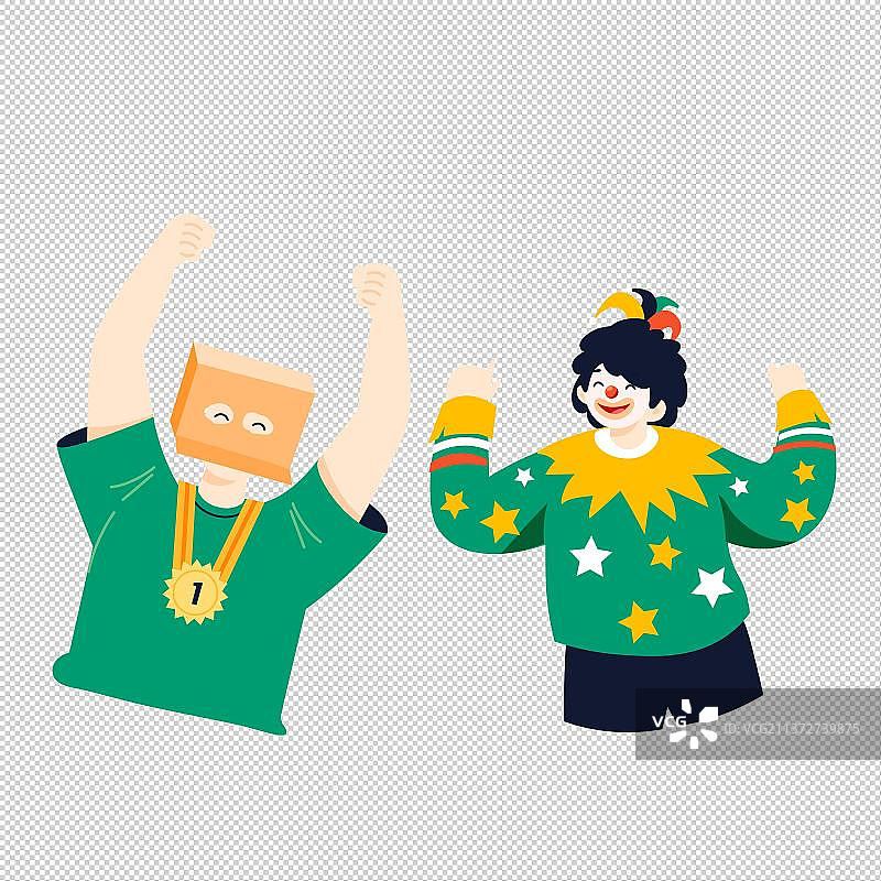 卡通愚人节4.1整蛊搞怪娱乐休闲玩乐棋牌小丑马戏团盲盒儿童节小朋友送礼电商促销优惠商务渐变矢量插画图片素材