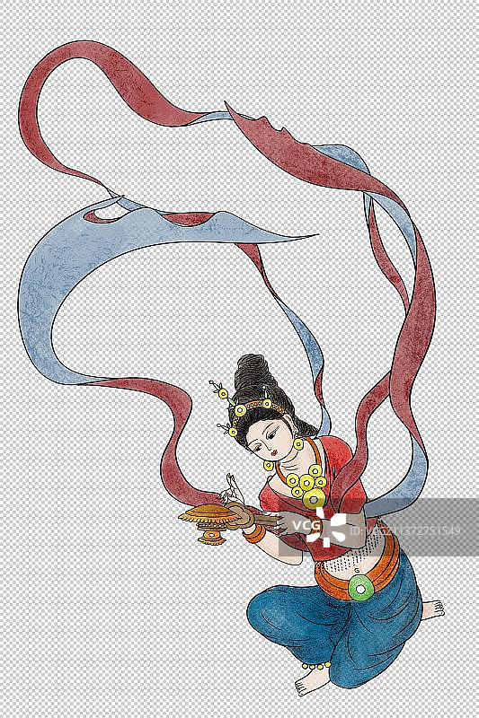 敦煌人物插画图片素材