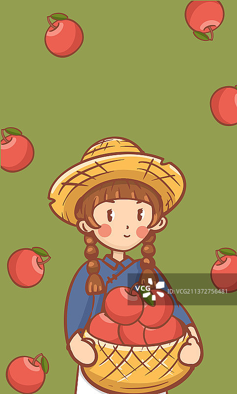 手绘卡通苹果水果海报图片素材