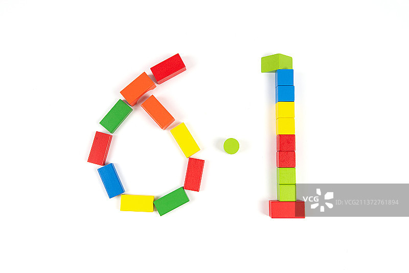 积木拼成的六一数字图片素材