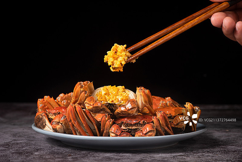 鲜美的大闸蟹蟹黄图片素材
