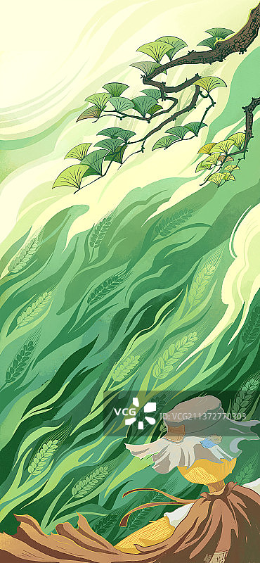 抽象风稻草人的田野图片素材