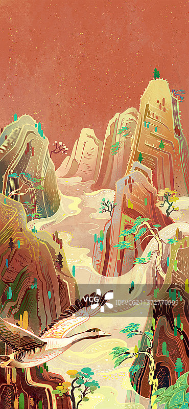 国潮风山顶云巅图片素材