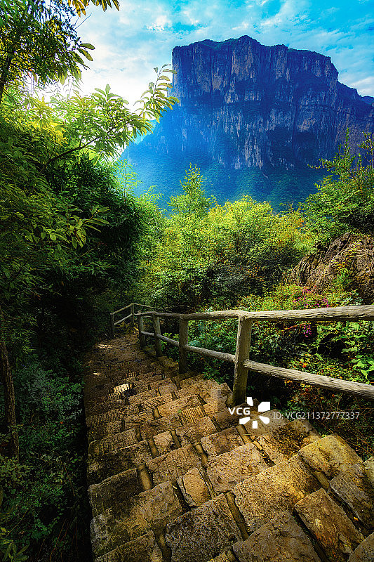 石阶+河南省新乡市辉县关山国家地质公园图片素材