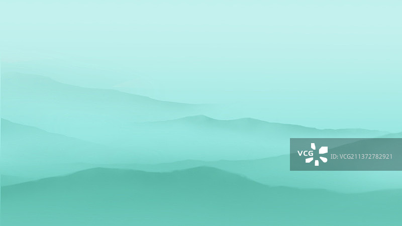 绿色唯美古风水墨山川插画背景图片素材