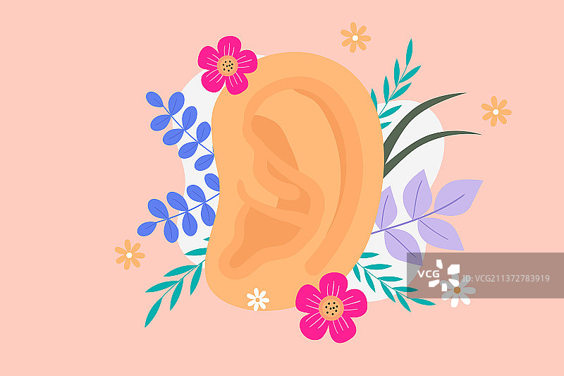 呵护耳朵健康矢量插画图片素材