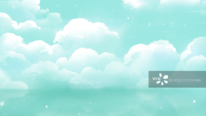 蓝色唯美动漫蓝天白云插画背景图片素材