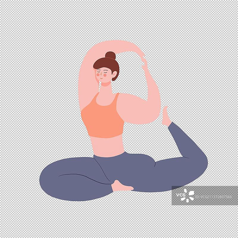 女性瑜伽姿势卡通人物造型元素图片素材