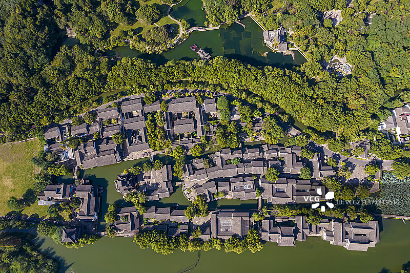 浙江绍兴柯岩风景区柯岩鲁镇航拍图片素材