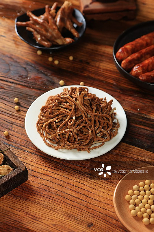五香豆腐丝装盘特写场景图图片素材