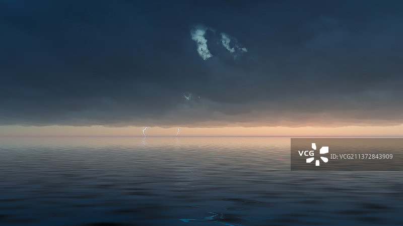 闪电和体积云图片素材