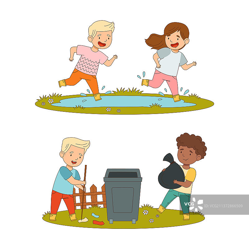 儿童春季活动套装可爱儿童图片素材