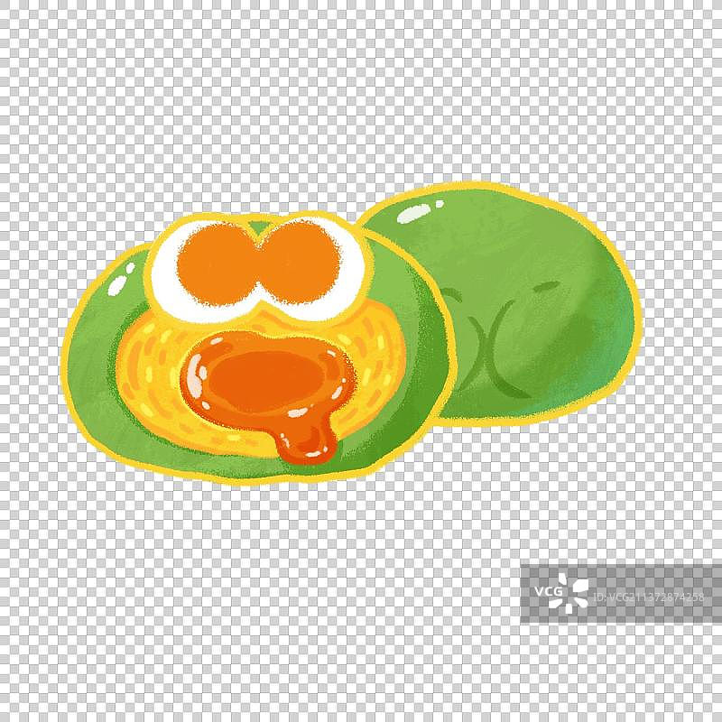 可爱的手绘搞怪蛋黄肉松青团插画素材图片素材