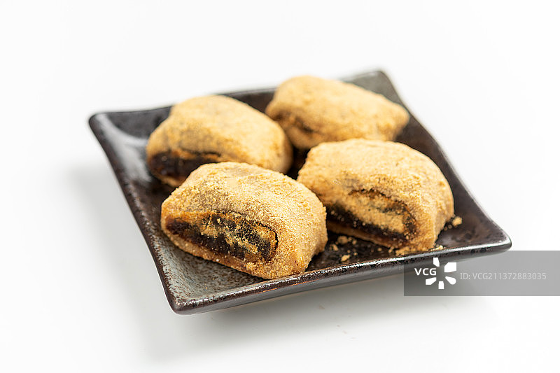 驴打滚特写白色背景图片素材