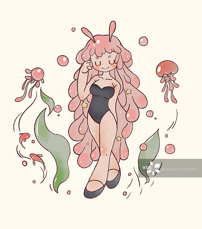水母公主拟人图片素材