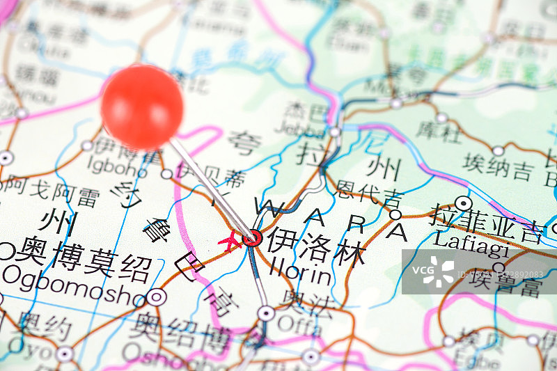 尼日利亚城市伊洛林在地图上的位置定位图片素材