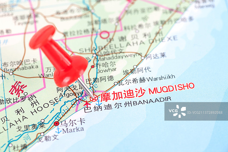 索马里首都摩加迪沙在地图上的位置定位图片素材