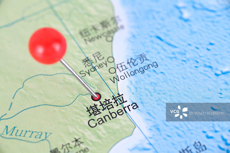 澳大利亚首都堪培拉在地图上的位置标注图片素材