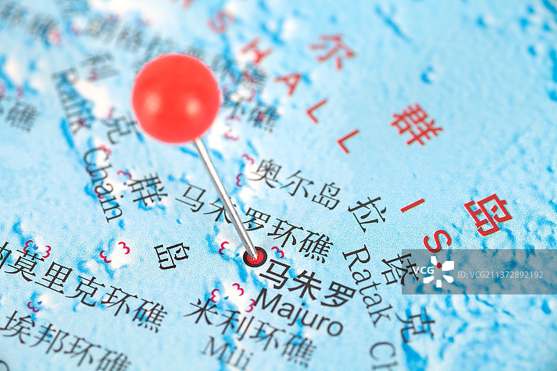 马绍尔群岛首都马朱罗在地图上的位置标注图片素材