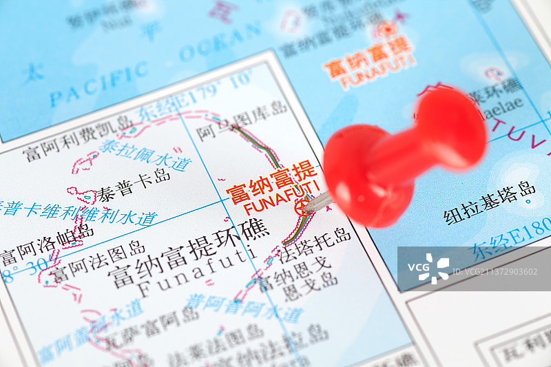 图瓦卢首都富纳富提在地图上的定位标注图片素材