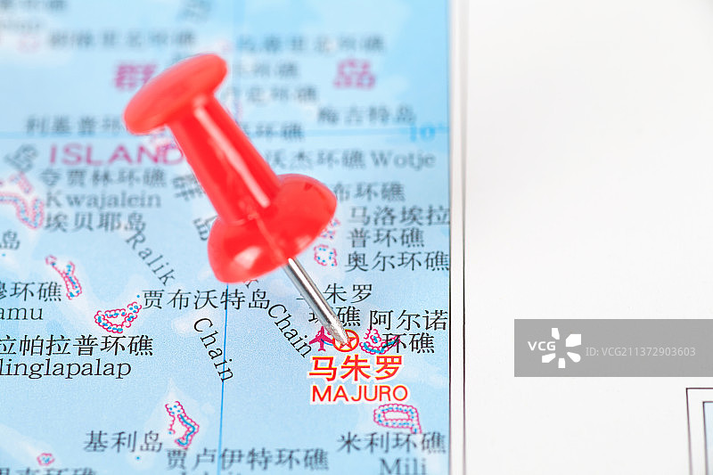 马绍尔群岛首都马朱罗在地图上的定位标注图片素材