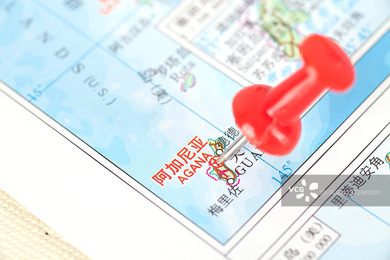 关岛首府阿加尼亚在地图上的定位标注图片素材