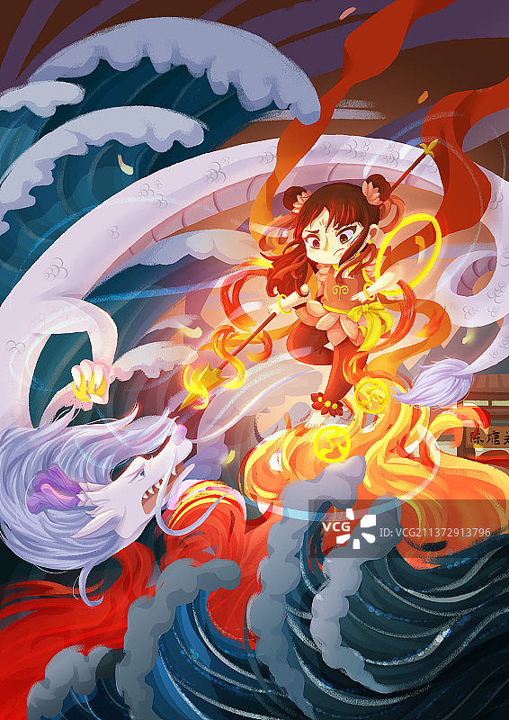 哪吒闹海图片素材