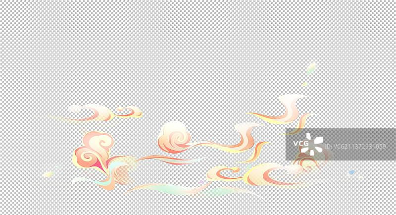 国潮云雾，金色卡通免扣素材图片素材