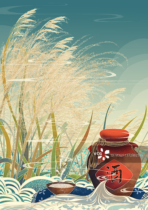 二十四节气传统美食国潮插画白露图片素材