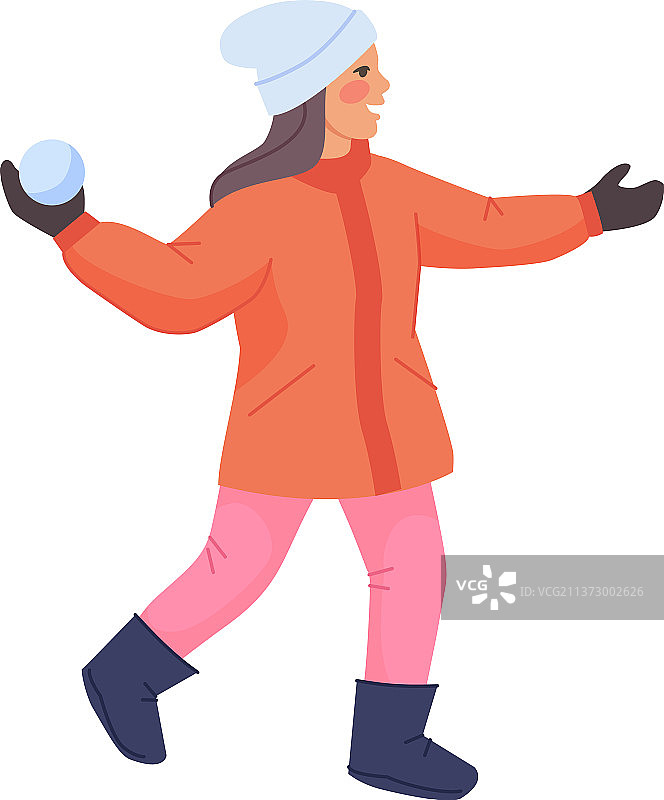 快乐的女孩玩雪图片素材