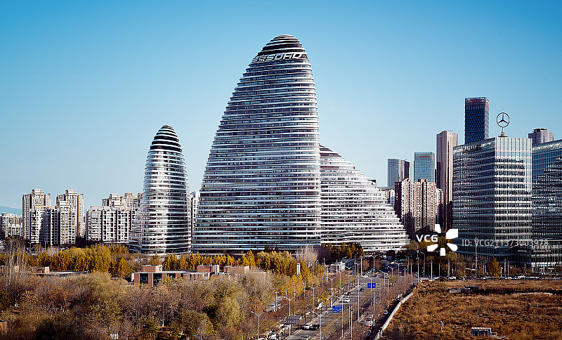 北京望京天际线图片素材