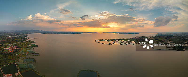 湖北黄石保安湖国家湿地公园航拍风光图片素材