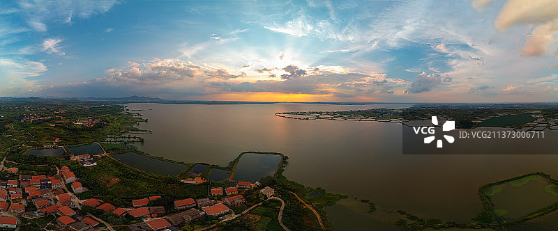 湖北黄石保安湖国家湿地公园航拍风光图片素材