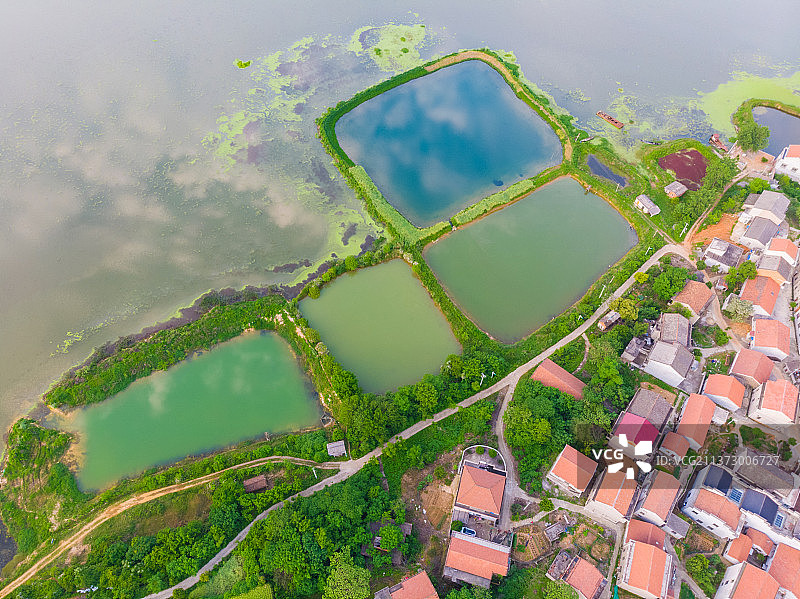 湖北黄石保安湖国家湿地公园航拍风光图片素材