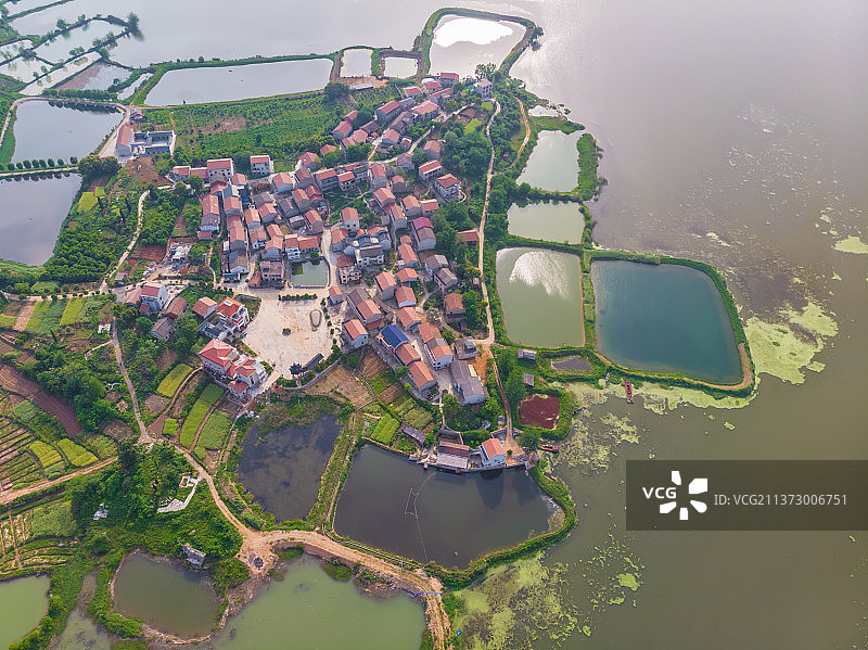 湖北黄石保安湖国家湿地公园航拍风光图片素材